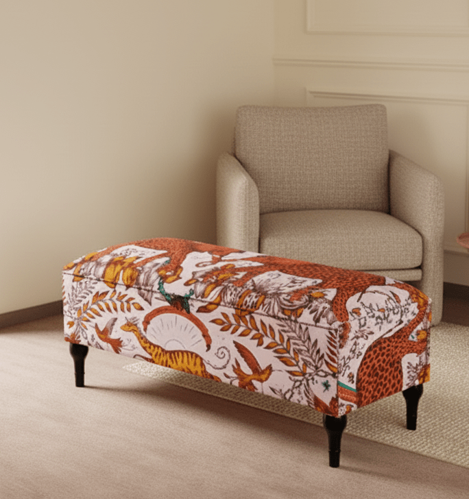 CONTACT US | MADE TO MEASURE | lynx fabric , Zambezi multicolour Ottoman coffee table with Storage | Patterned Footstool - ISTOOLS