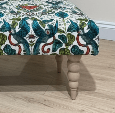 CONTACT US PREMIUM PEACOCK FOOTSTOOL GREEN FLORAL POUFFE FOOTREST TABLE - ISTOOLS
