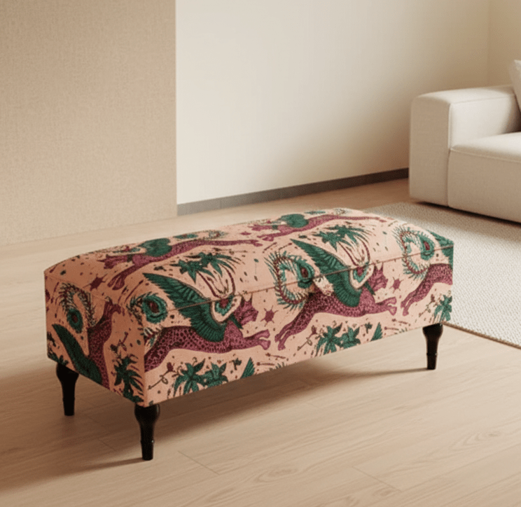 Contacy us , PREMIUM MADE TO MEASURE lynx multicolour Ottoman coffee table with Storage | Patterned Footstool Pouffe | - ISTOOLS