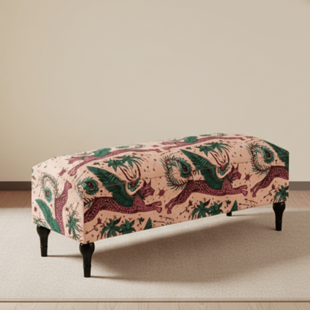 Premium patterned pouffe footstool with cushioned top and hidden storage - ISTOOLS