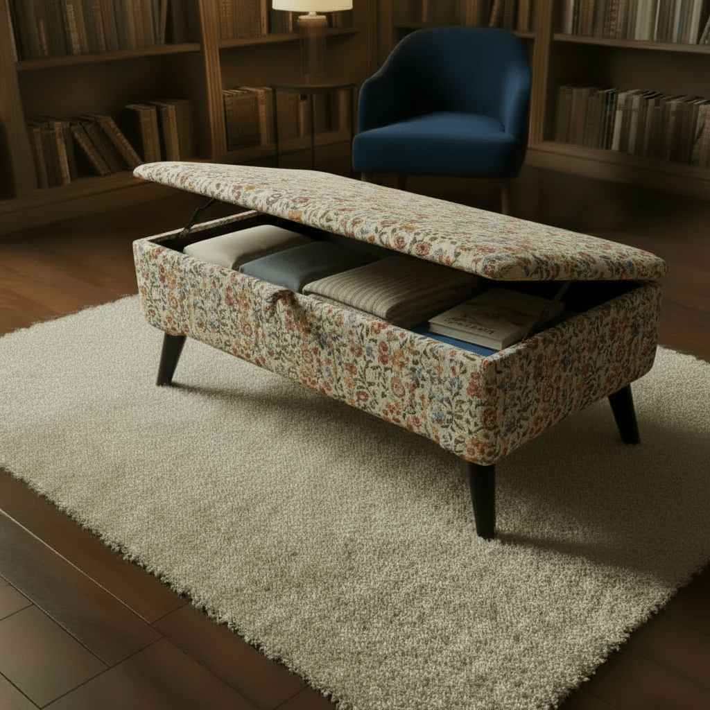 Contemporary Home Office Footrest Stool – Multi - Purpose Ottoman with Hidden Storage - ISTOOLS