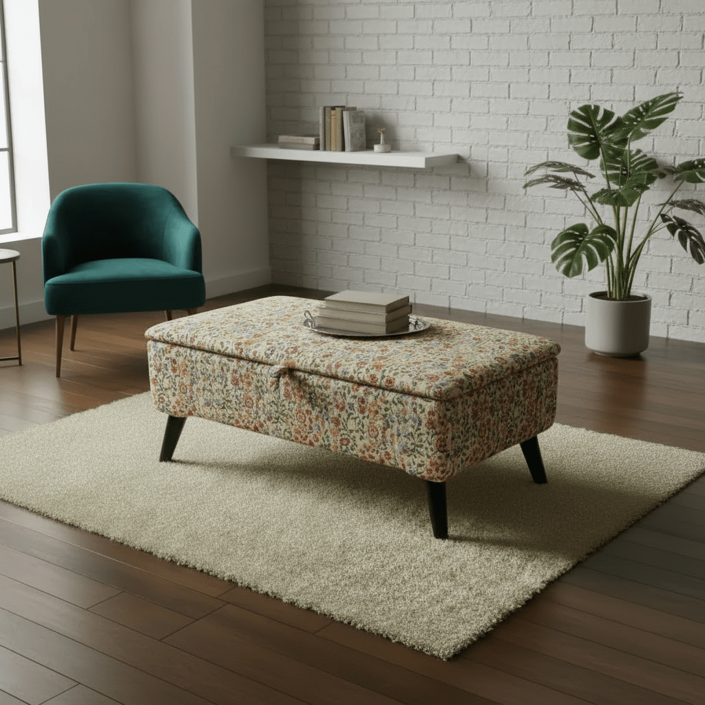 Contemporary Home Office Footrest Stool – Multi - Purpose Ottoman with Hidden Storage - ISTOOLS