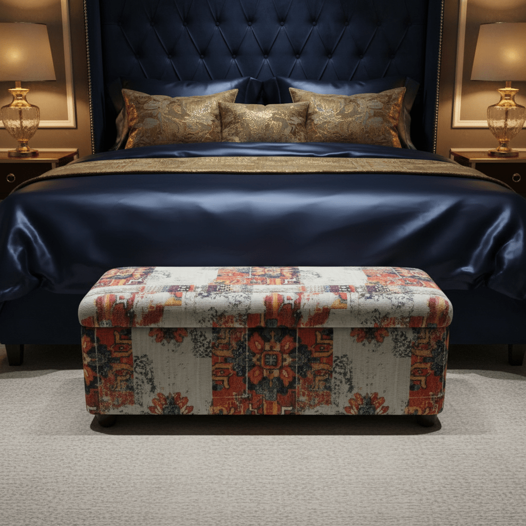 Contemporary Patterned End of Bed Ottoman Storage UK - ISTOOLS