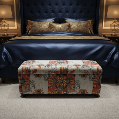 Contemporary Patterned End of Bed Ottoman Storage UK - ISTOOLS