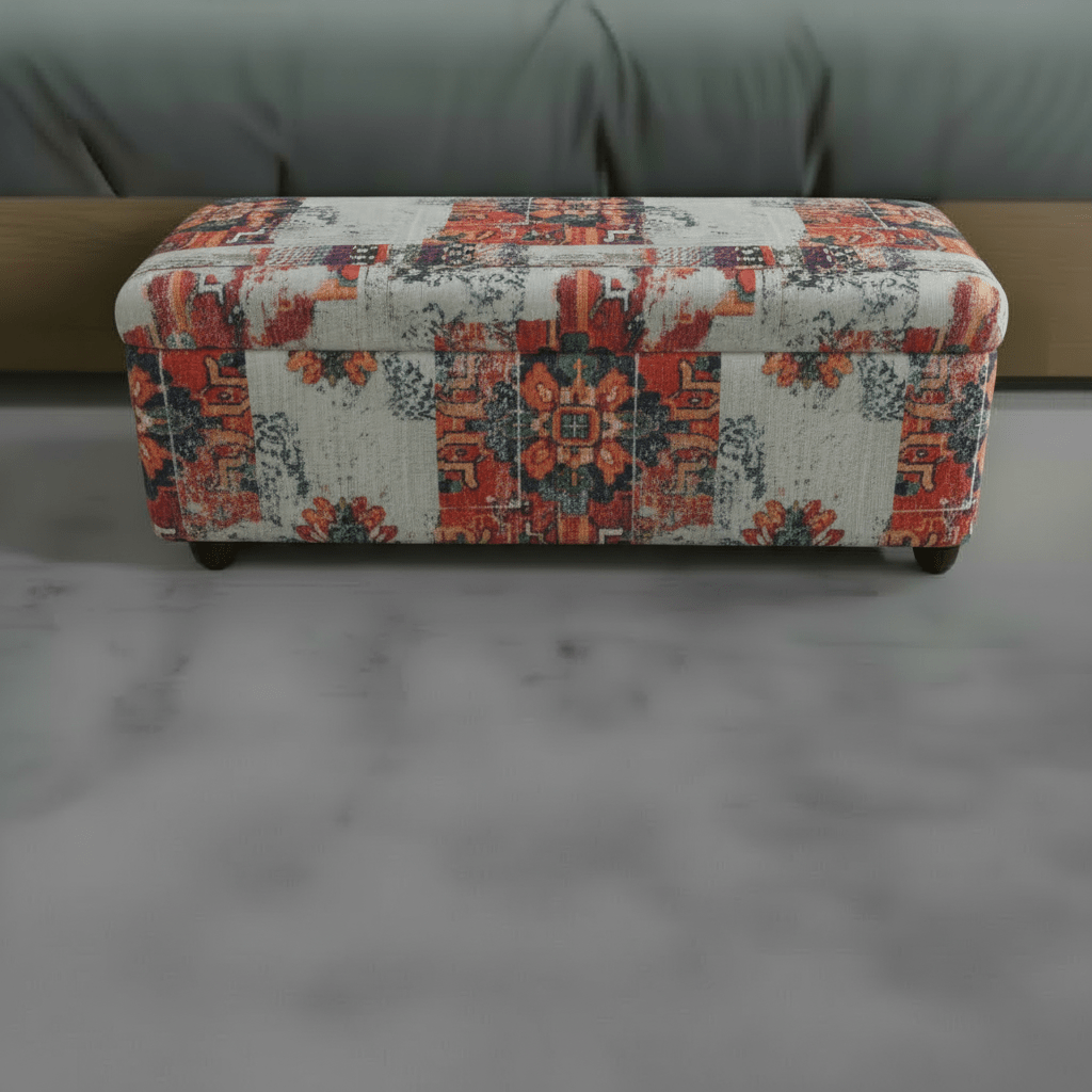 Contemporary Patterned End of Bed Ottoman Storage UK - ISTOOLS