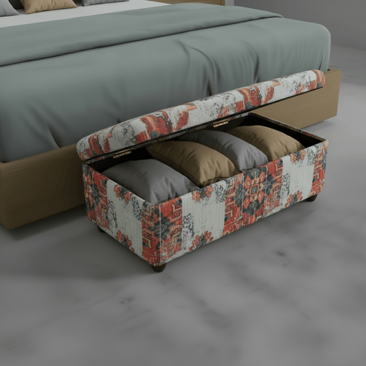 Contemporary Patterned End of Bed Ottoman Storage UK - ISTOOLS
