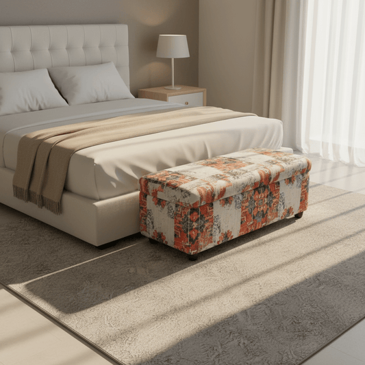 Contemporary Patterned End of Bed Ottoman Storage UK - ISTOOLS