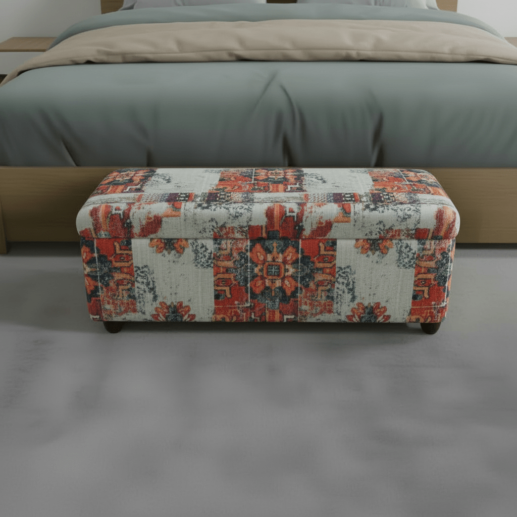 Contemporary Patterned End of Bed Ottoman Storage UK - ISTOOLS