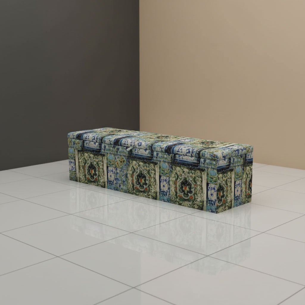 Contemporary Patterned Hallway Storage Bench Premium Upholstery - ISTOOLS