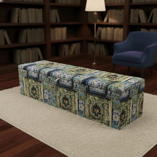 Contemporary Patterned Hallway Storage Bench Premium Upholstery - ISTOOLS