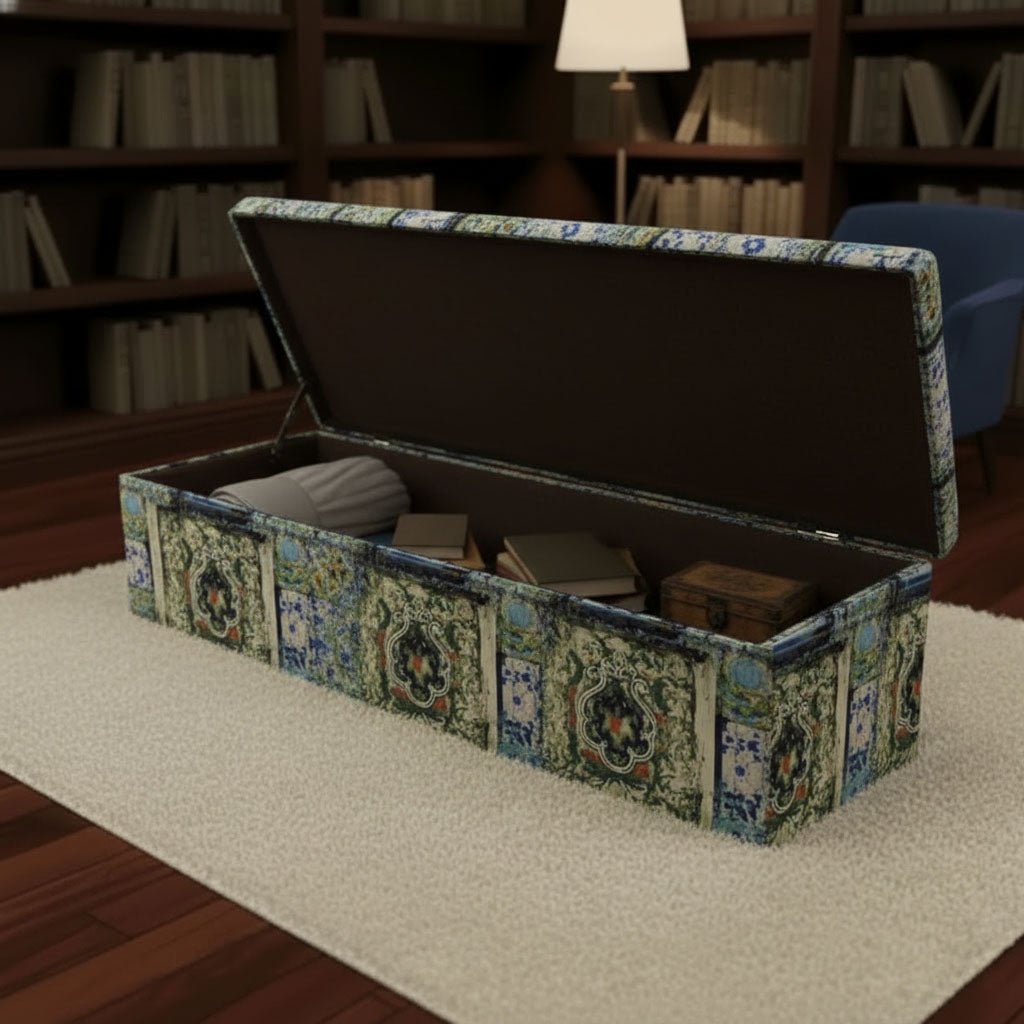 Contemporary Patterned Hallway Storage Bench Premium Upholstery - ISTOOLS