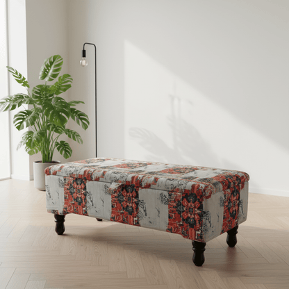 Contemporary Patterned Ottoman Storage Box UK Made - ISTOOLS