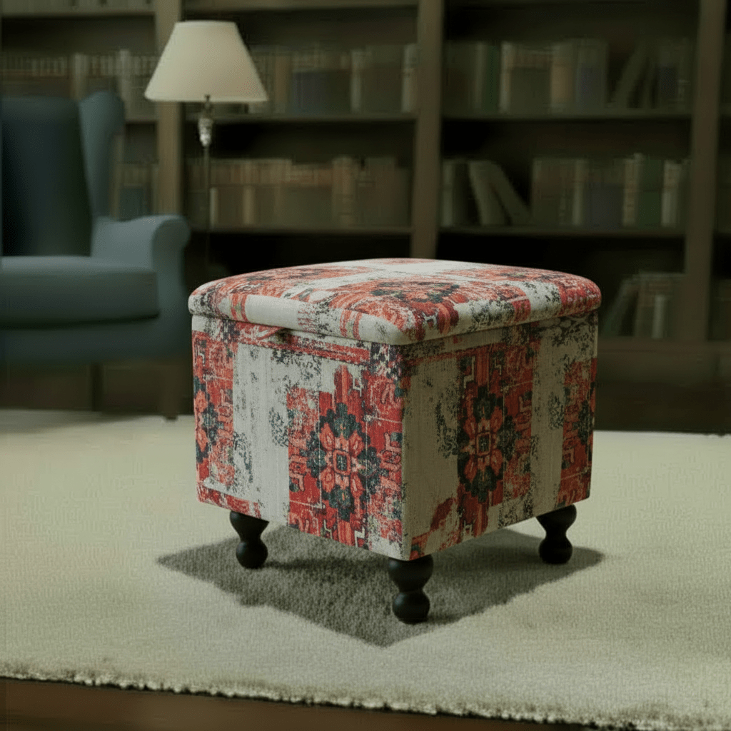 Contemporary Patterned Square Ottoman Storage Box UK Made - ISTOOLS