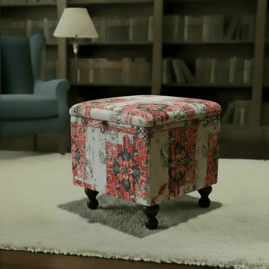 Contemporary Patterned Square Ottoman Storage Box UK Made - ISTOOLS