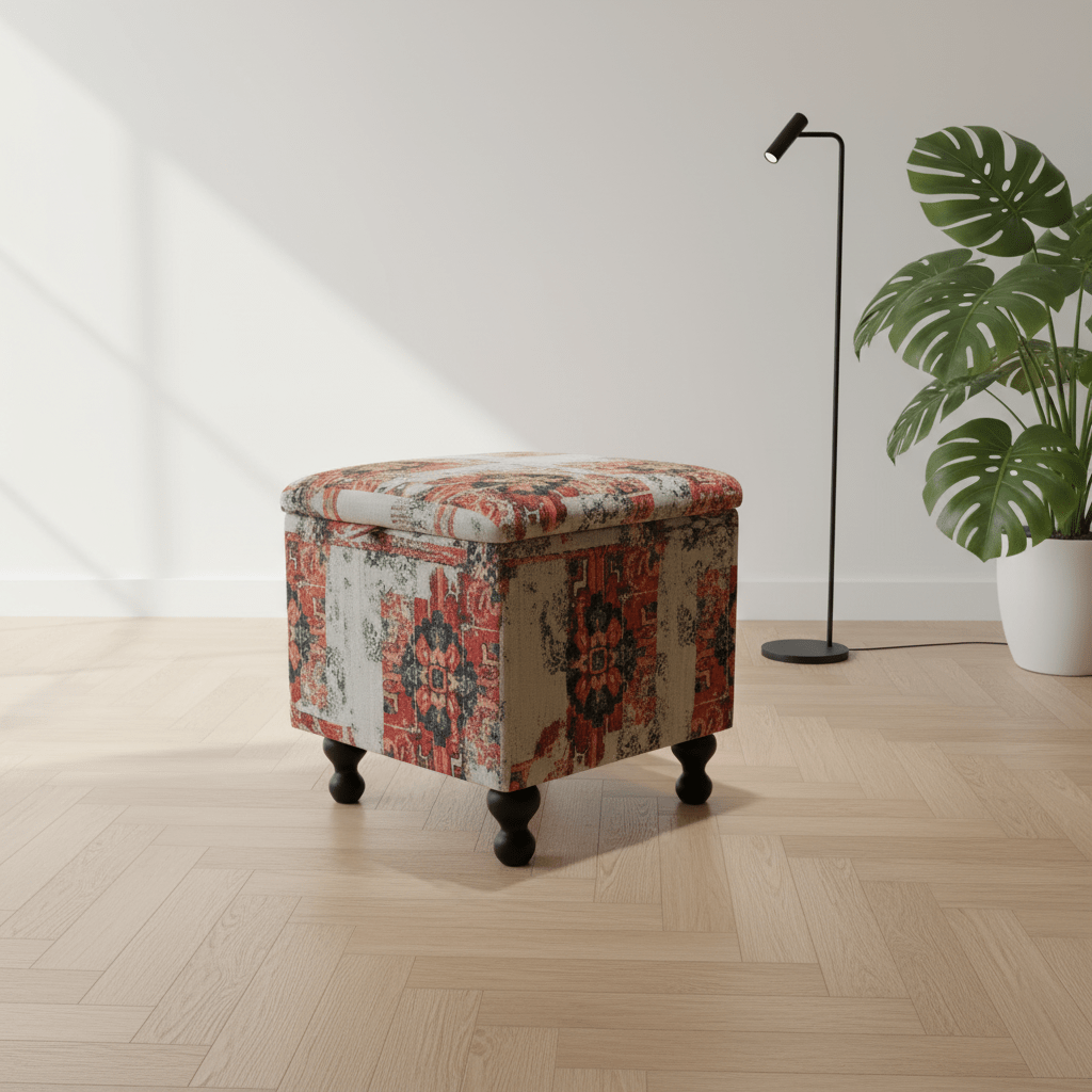 Contemporary Patterned Square Ottoman Storage Box UK Made - ISTOOLS
