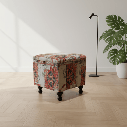 Contemporary Patterned Square Ottoman Storage Box UK Made - ISTOOLS