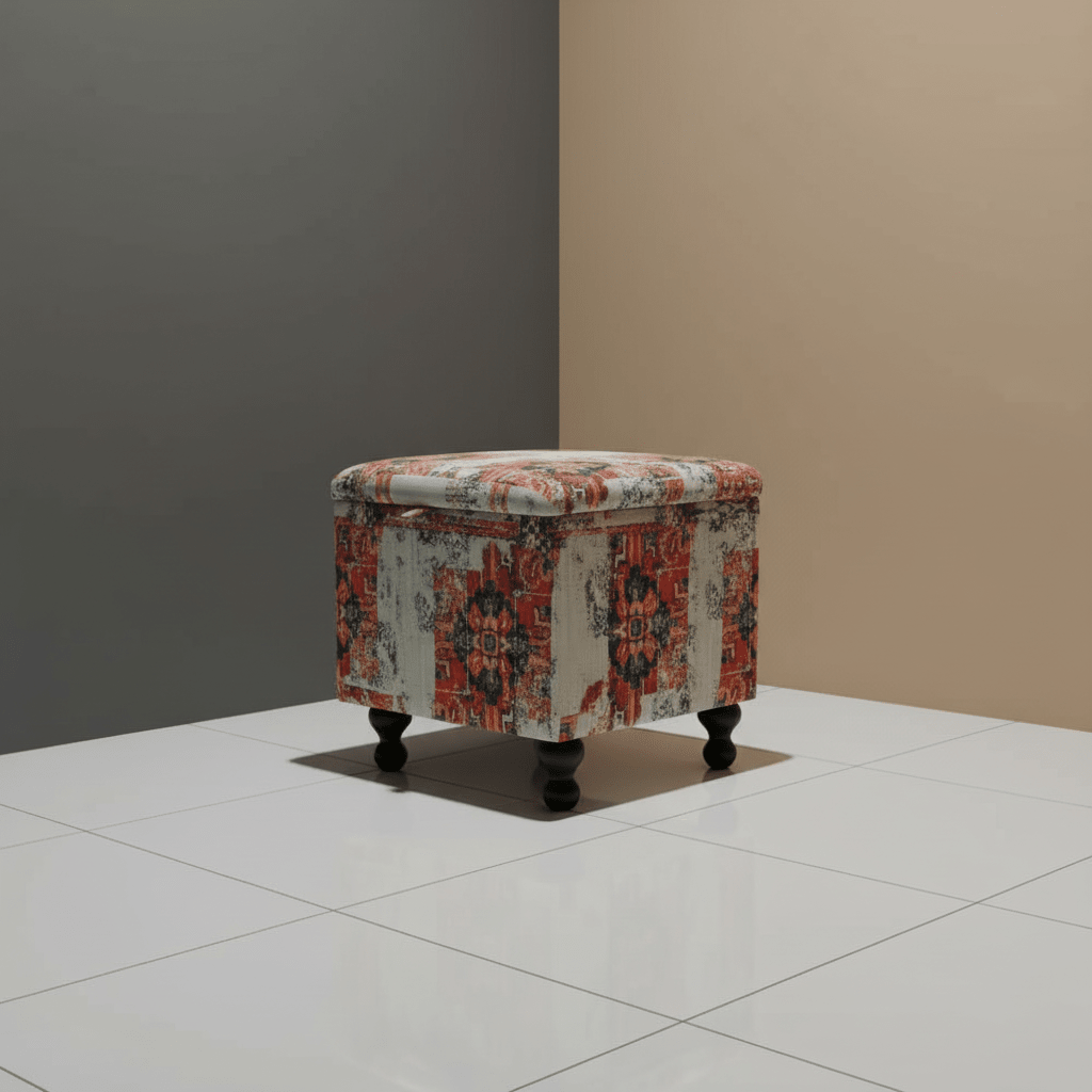 Contemporary Patterned Square Ottoman Storage Box UK Made - ISTOOLS