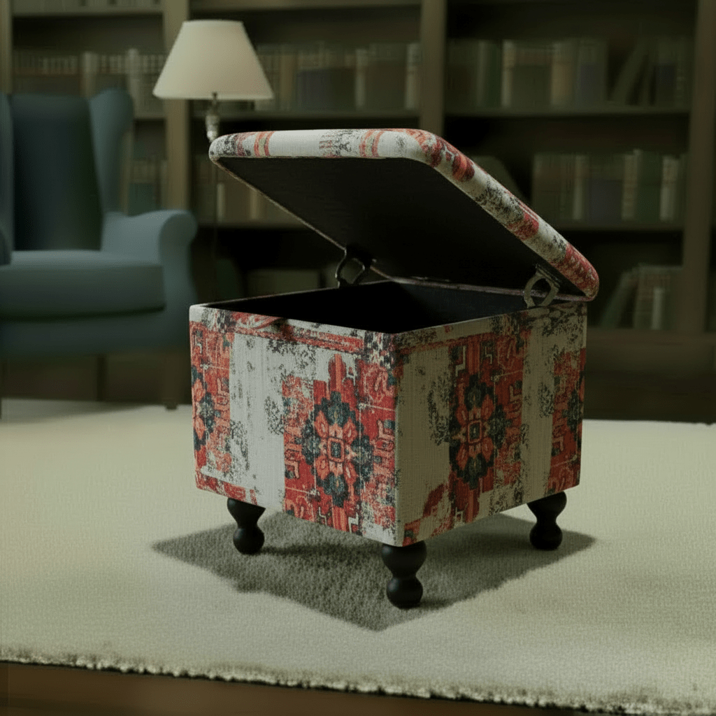 Contemporary Patterned Square Ottoman Storage Box UK Made - ISTOOLS