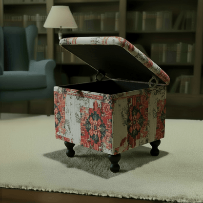 Contemporary Patterned Square Ottoman Storage Box UK Made - ISTOOLS
