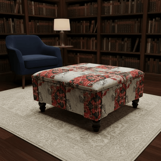 Contemporary Plain Fabric Ottoman Storage Box UK Made - ISTOOLS