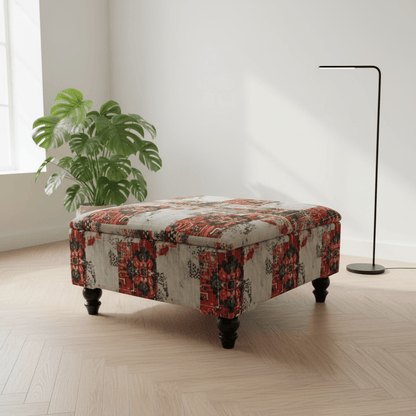 Contemporary Plain Fabric Ottoman Storage Box UK Made - ISTOOLS