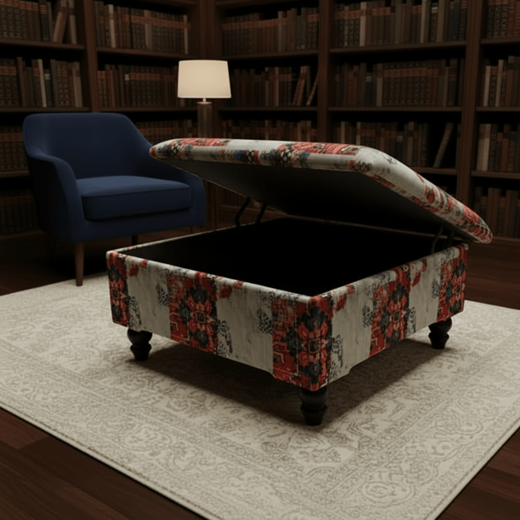 Contemporary Plain Fabric Ottoman Storage Box UK Made - ISTOOLS