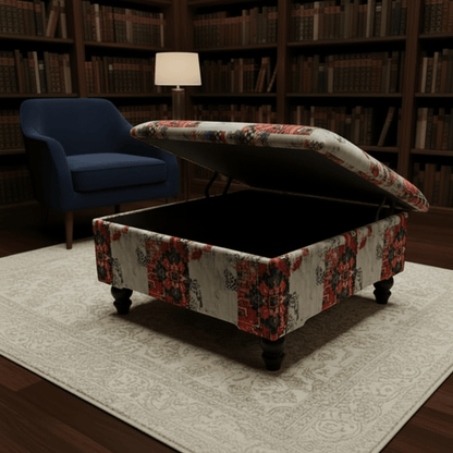 Contemporary Plain Fabric Ottoman Storage Box UK Made - ISTOOLS