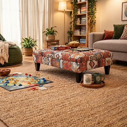 Contemporary Rectangular Tufted Ottoman Centrepiece UK Made - ISTOOLS