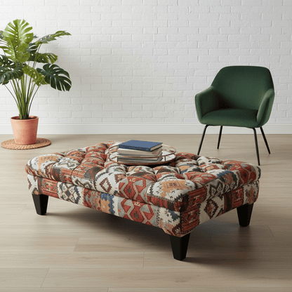Contemporary Rectangular Tufted Ottoman Centrepiece UK Made - ISTOOLS