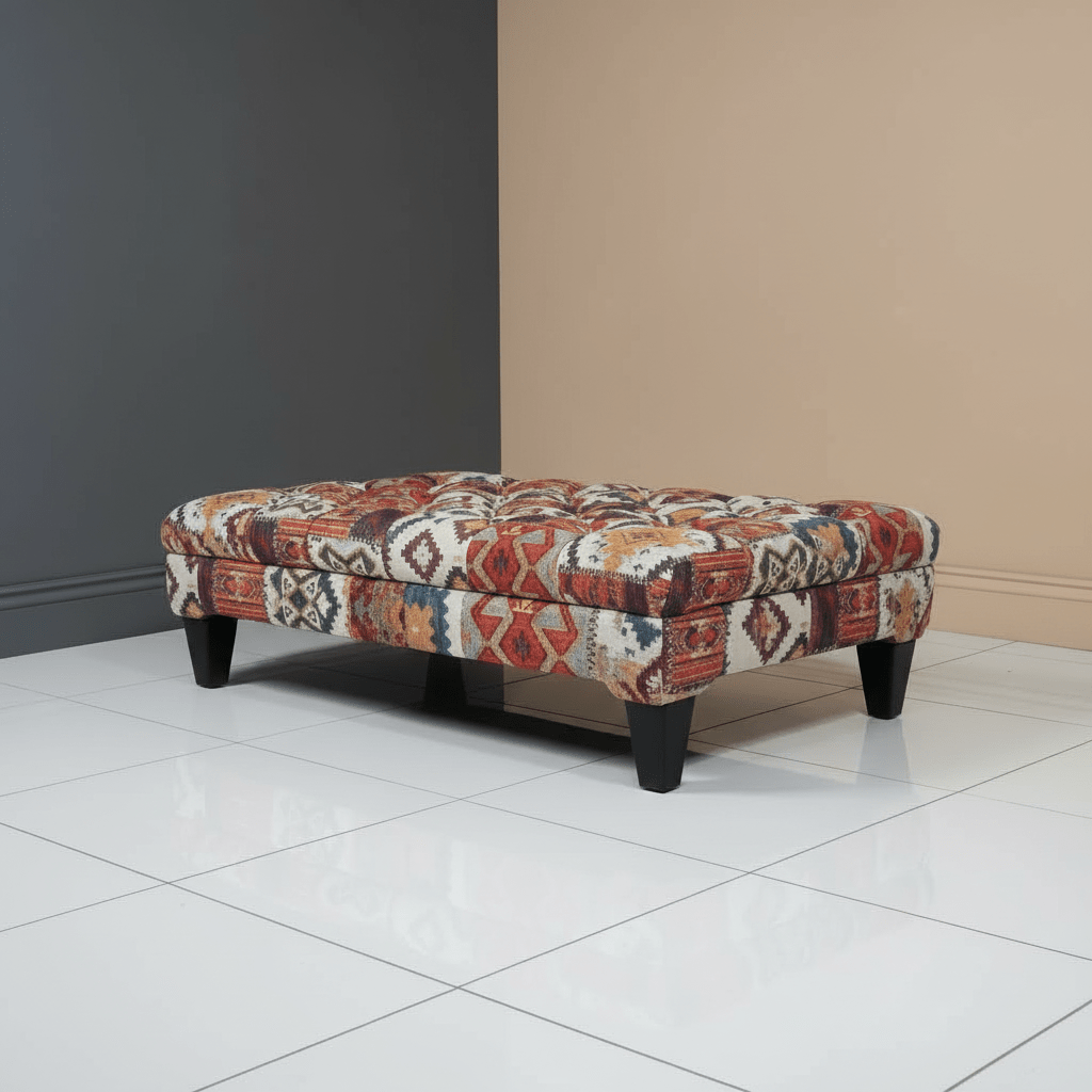 Contemporary Rectangular Tufted Ottoman Centrepiece UK Made - ISTOOLS