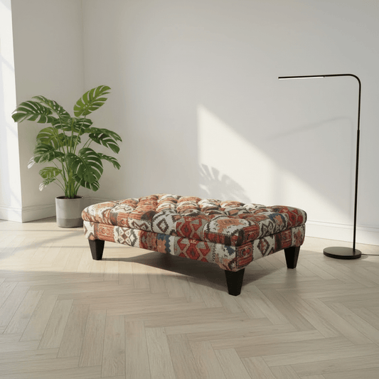 Contemporary Rectangular Tufted Ottoman Centrepiece UK Made - ISTOOLS