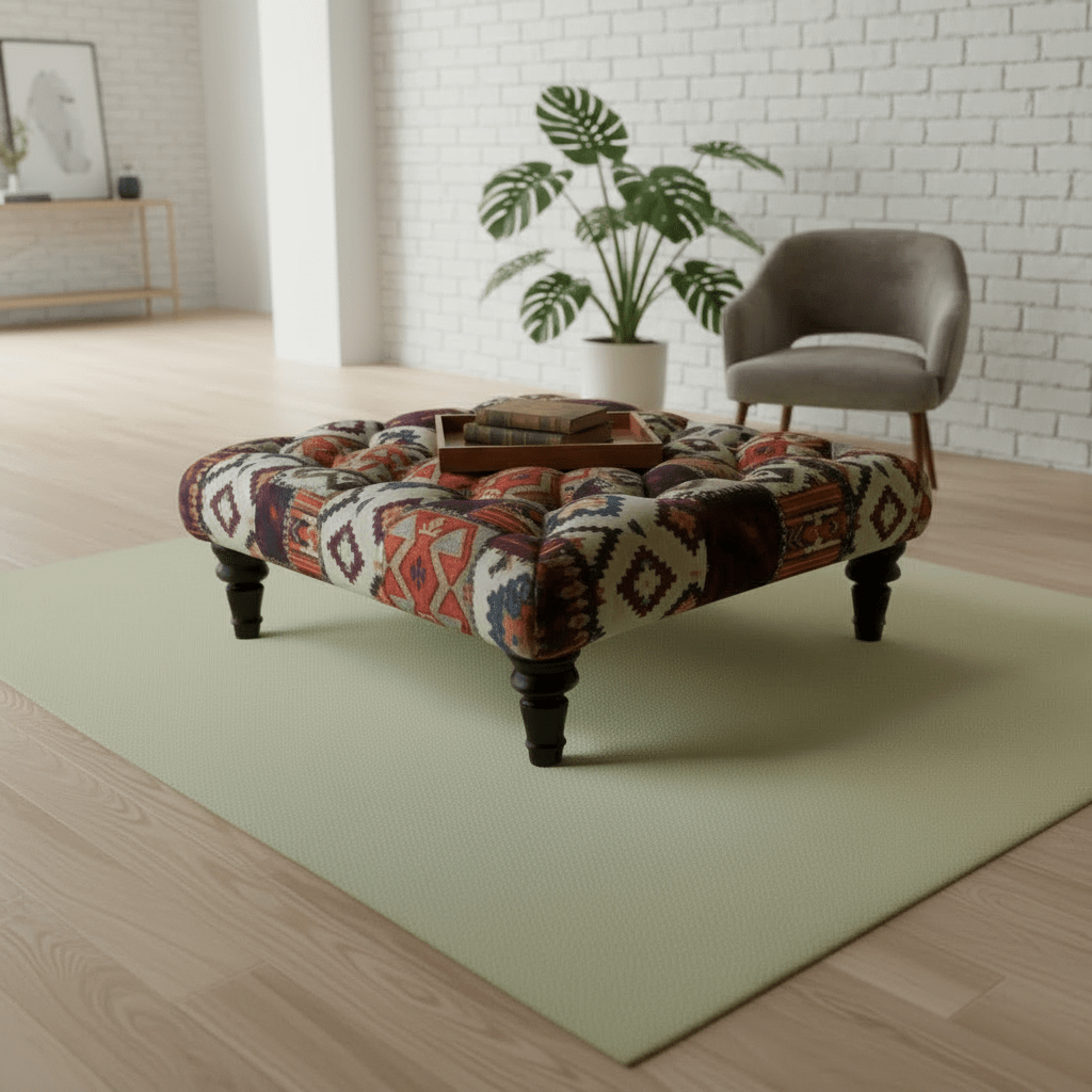 Contemporary Square Tufted Ottoman Centrepiece UK Made - ISTOOLS
