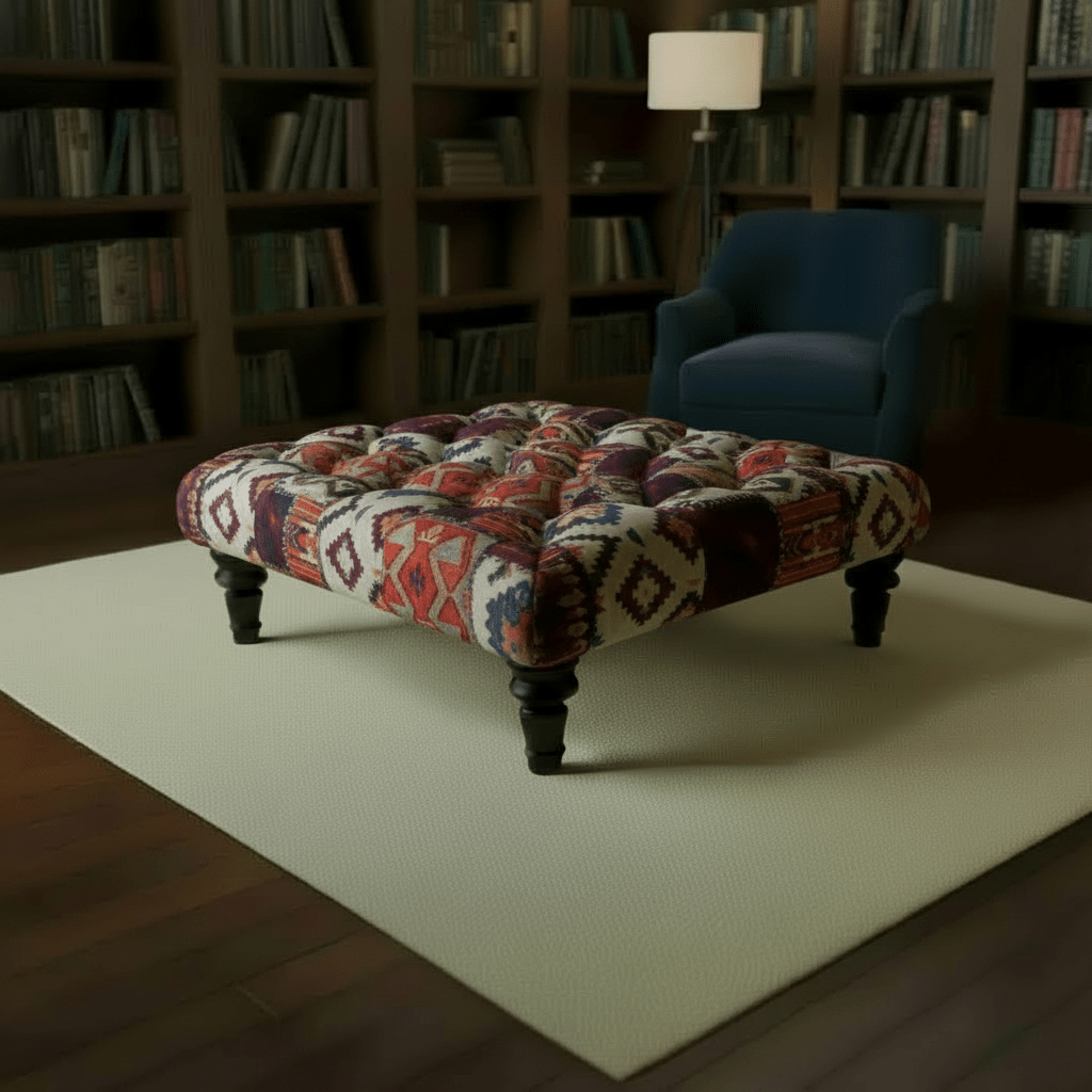 Contemporary Square Tufted Ottoman Centrepiece UK Made - ISTOOLS