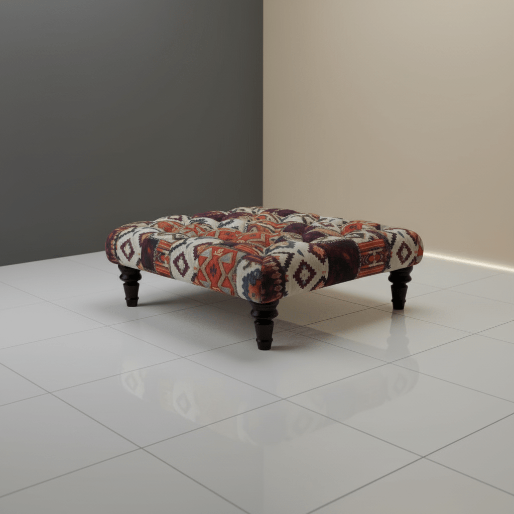 Contemporary Square Tufted Ottoman Centrepiece UK Made - ISTOOLS