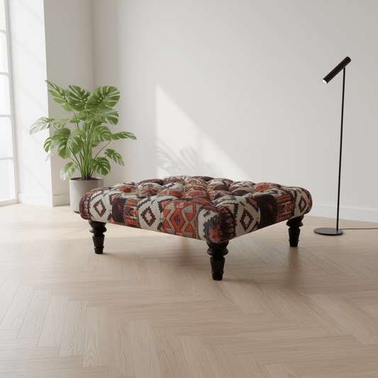 Contemporary Square Tufted Ottoman Centrepiece UK Made - ISTOOLS