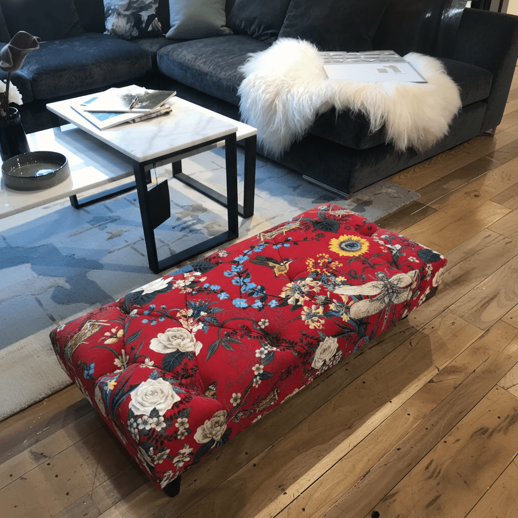 Contemporary Upholstered Floor Ottoman Bench non - storage bec - ISTOOLS