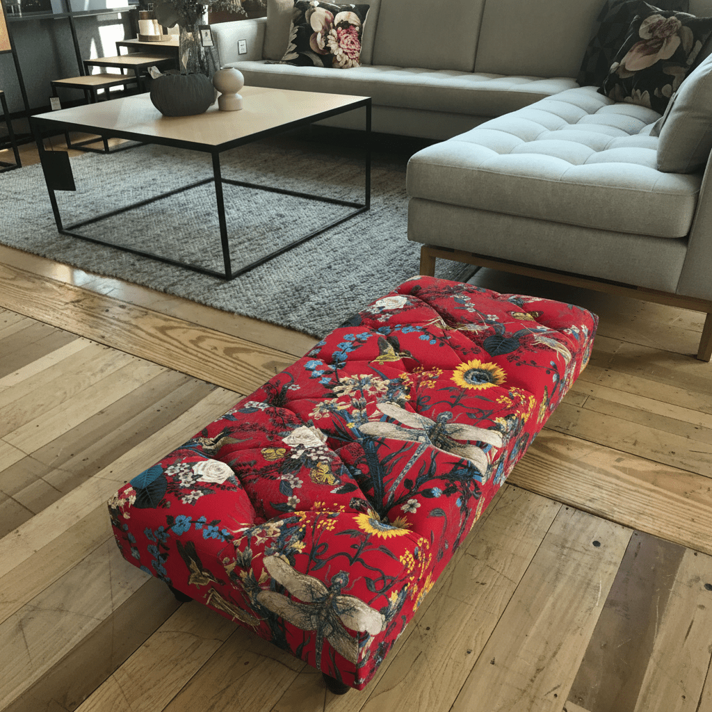 Contemporary Upholstered Floor Ottoman Bench non - storage bec - ISTOOLS