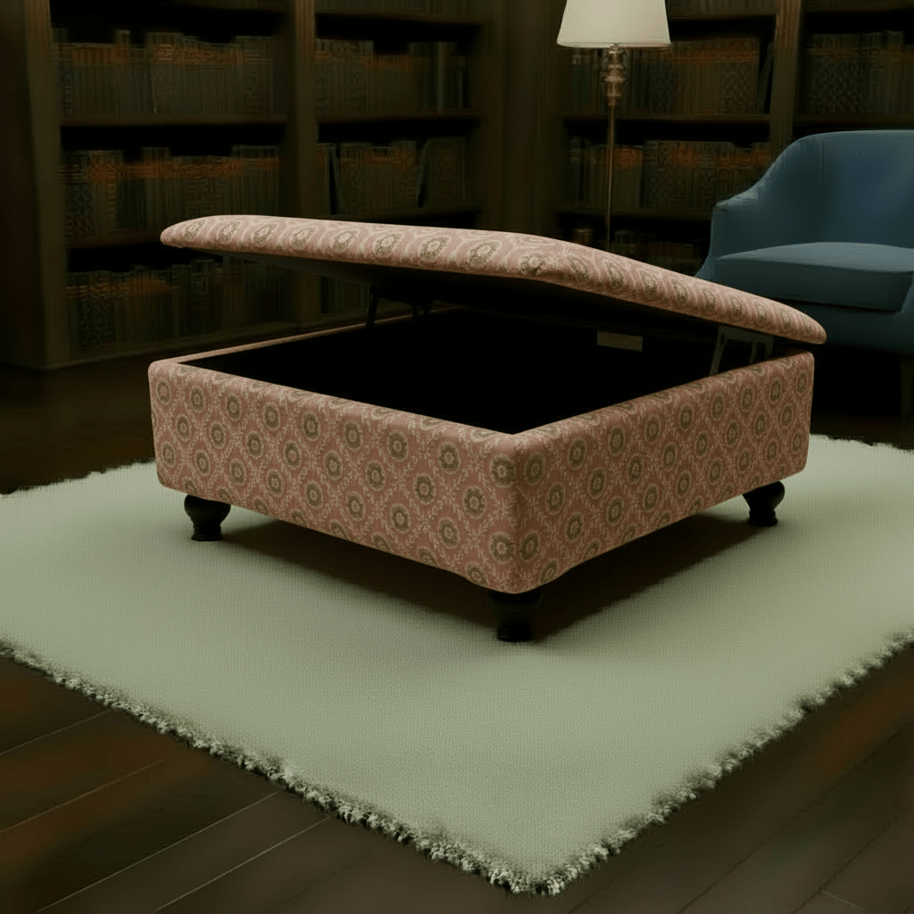 Cozy Reading Corner Footrest with Storage – Extra Large Square Ottoman Coffee Table Centrepiece | istools UK - ISTOOLS