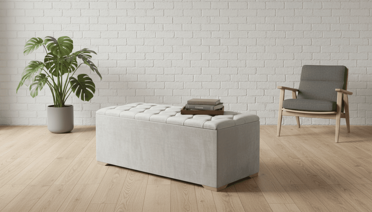 Cream Large Ottoman Deep Storage Box Chesterfield Bench Seat – ISTOOLS - ISTOOLS