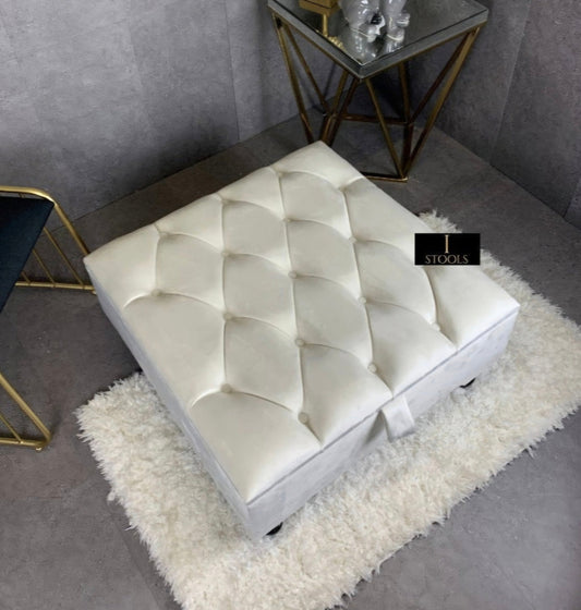 Cream made to measure square footstool non storage - ISTOOLS