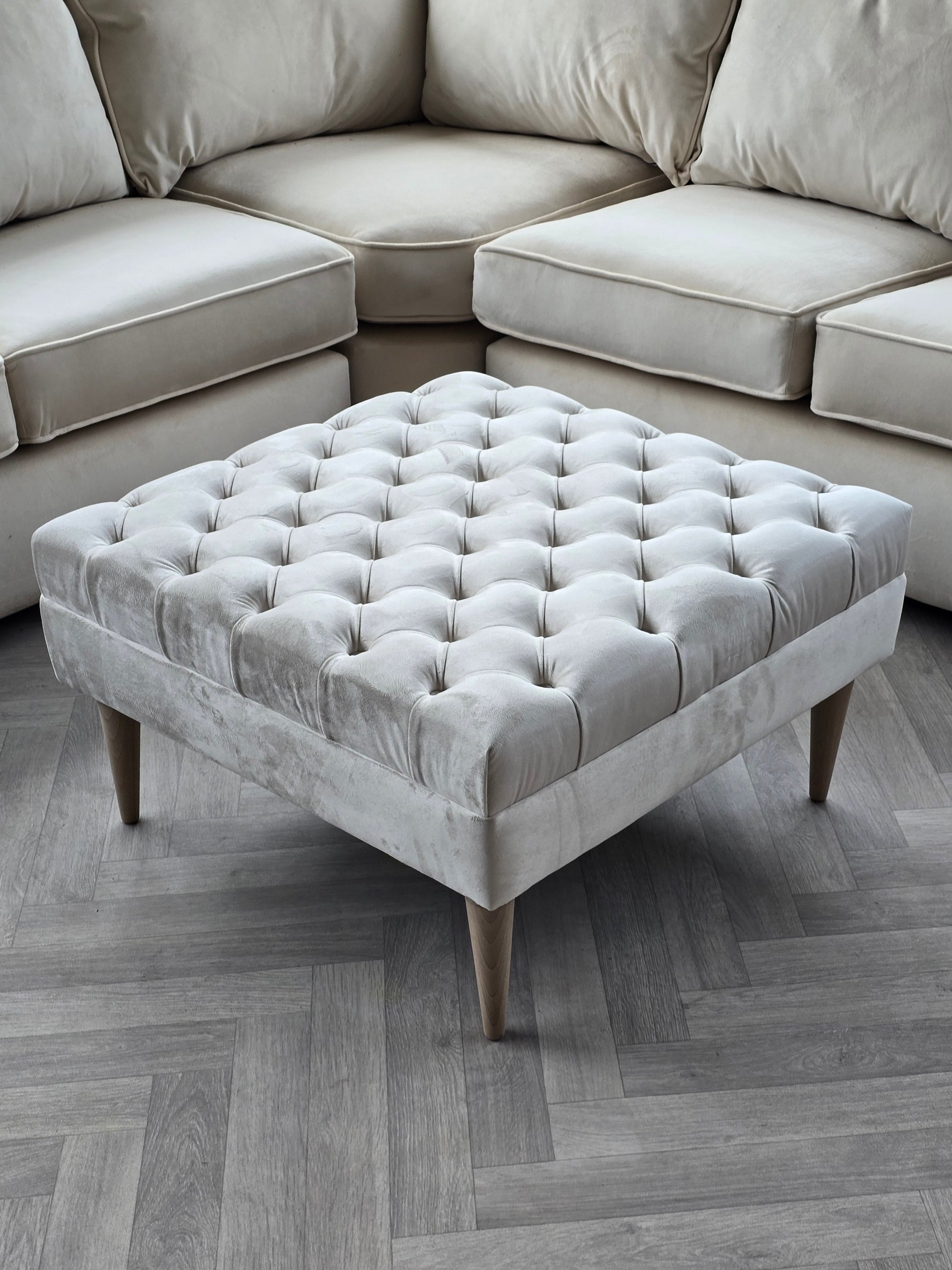 Creamy white Coffee Table Bench, Chesterfield Footstool seat - ISTOOLS
