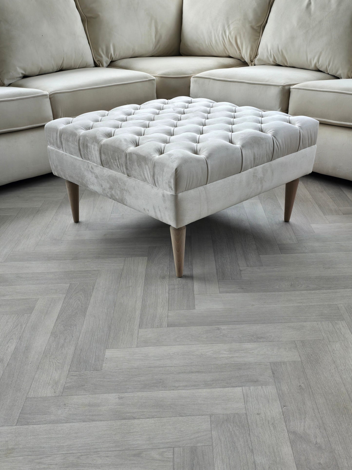 Creamy white Coffee Table Bench, Chesterfield Footstool seat - ISTOOLS