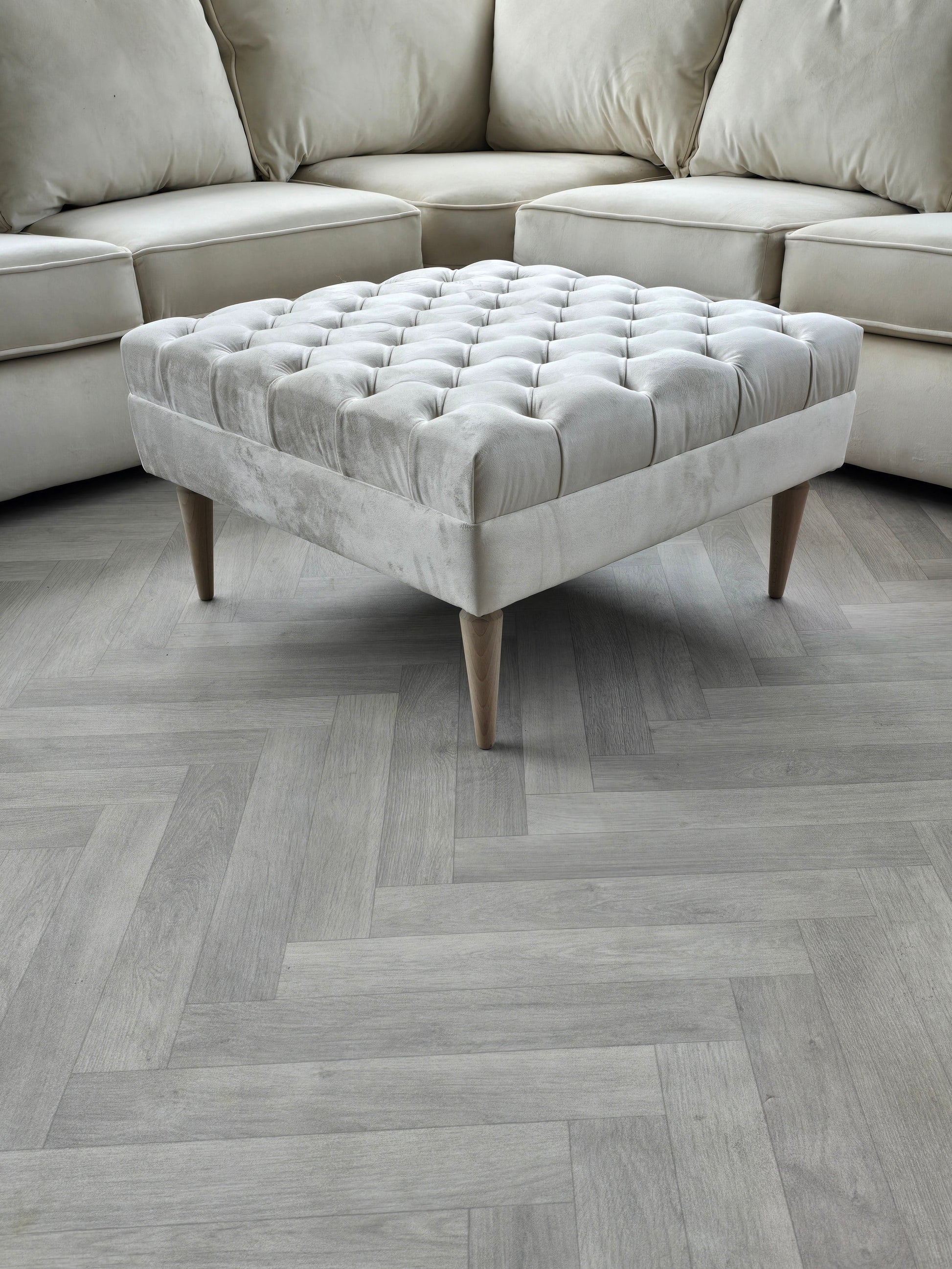 Creamy white Coffee Table Bench, Chesterfield Footstool seat - ISTOOLS