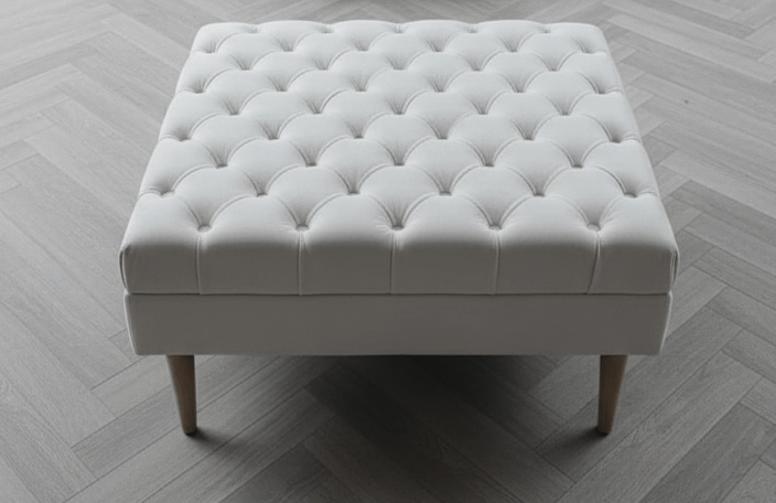 Creamy white Coffee Table Bench, Chesterfield Footstool seat - ISTOOLS