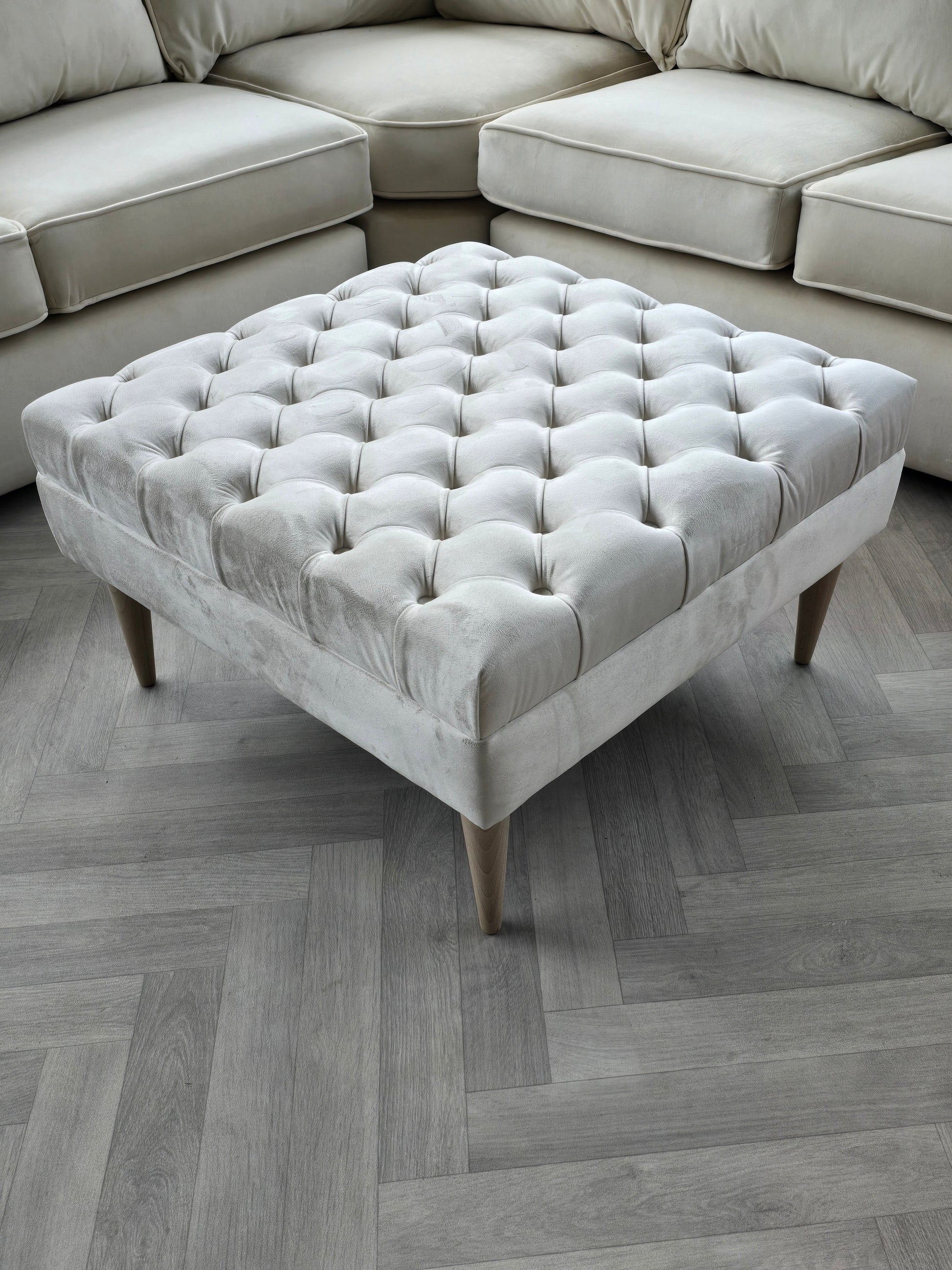 Creamy white Coffee Table Bench, Chesterfield Footstool seat - ISTOOLS