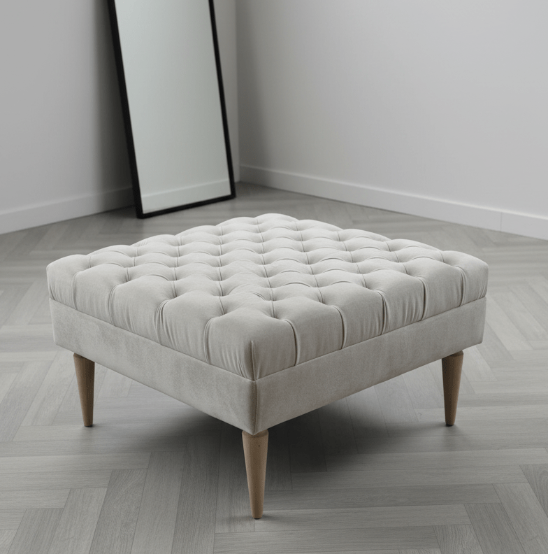 Handmade UK Button-Tufted Velvet Footstool and Coffee Table - ISTOOLS