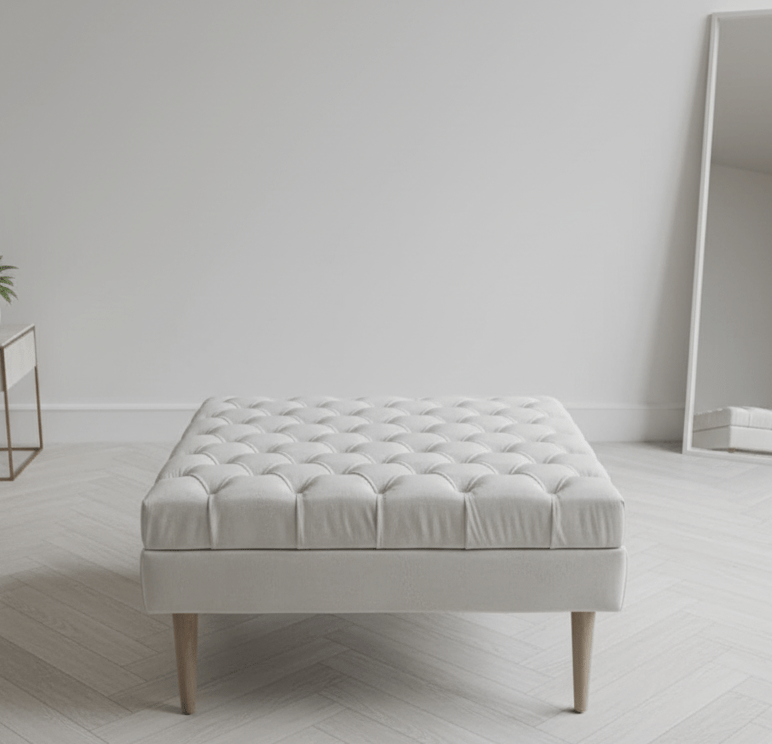 Creamy white Coffee Table Bench, Chesterfield Footstool seat - ISTOOLS