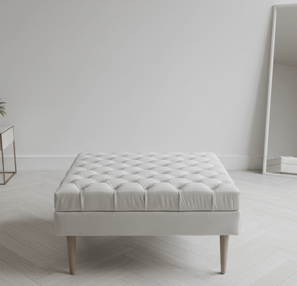 Creamy white Coffee Table Bench, Chesterfield Footstool seat - ISTOOLS