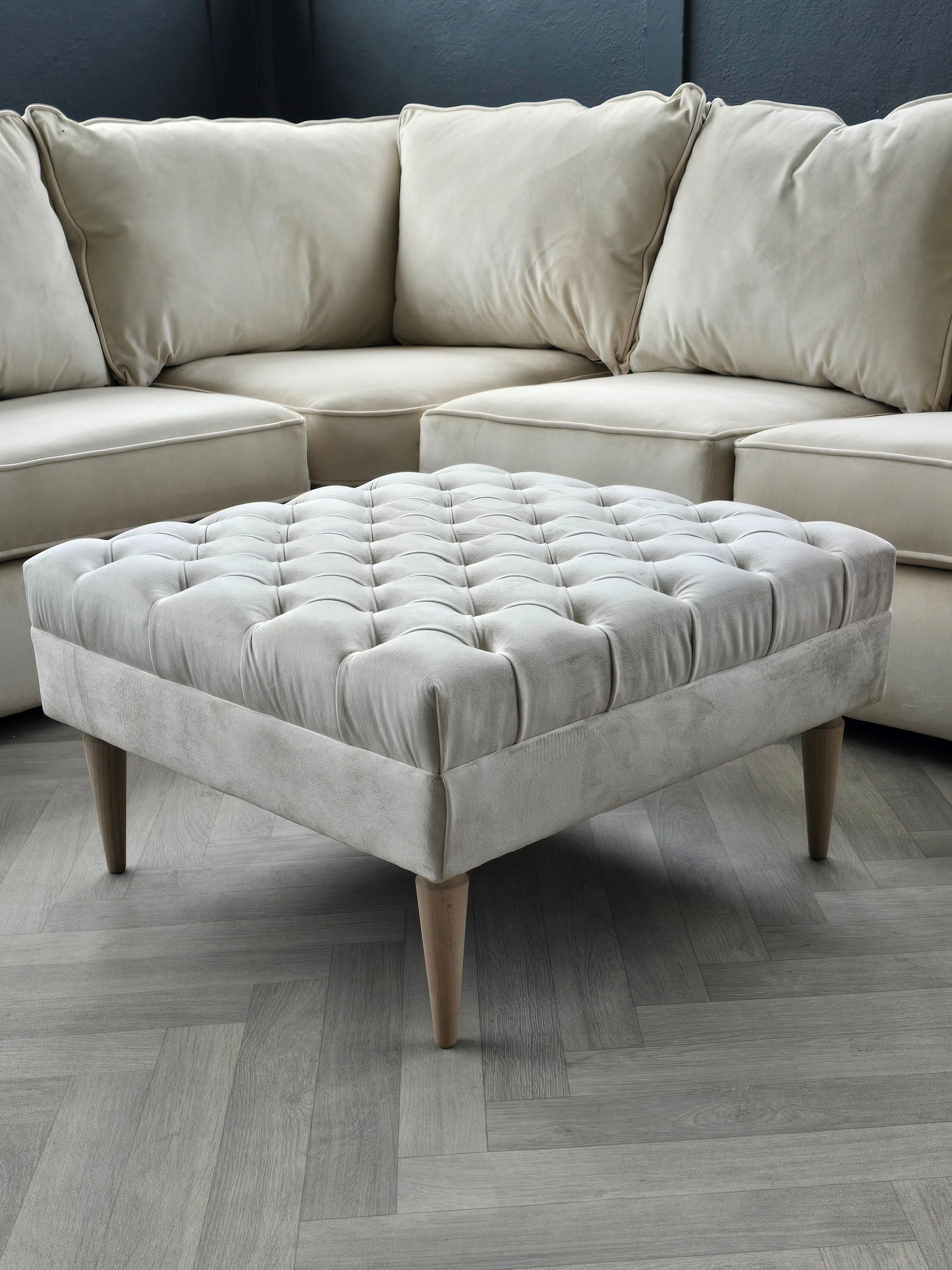 Creamy white Coffee Table Bench, Chesterfield Footstool seat - ISTOOLS