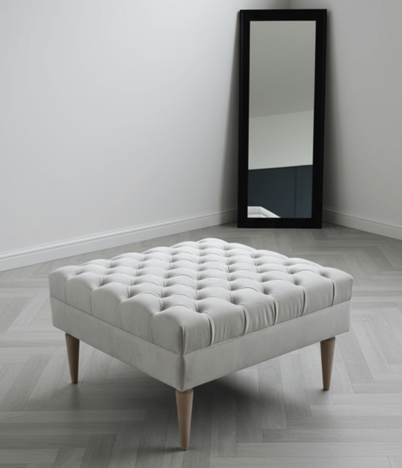 Creamy white Coffee Table Bench, Chesterfield Footstool seat - ISTOOLS